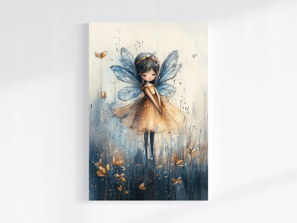 Canvas Vászonkép Kislány Angyal Tündér Virágok Mese Pillangók 40x60