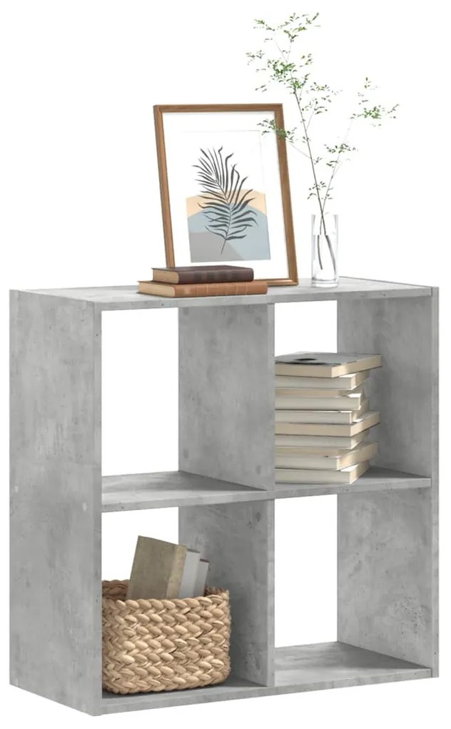 betonszürke szerelt fa könyvespolc 68,5 x 32 x 68,5 cm