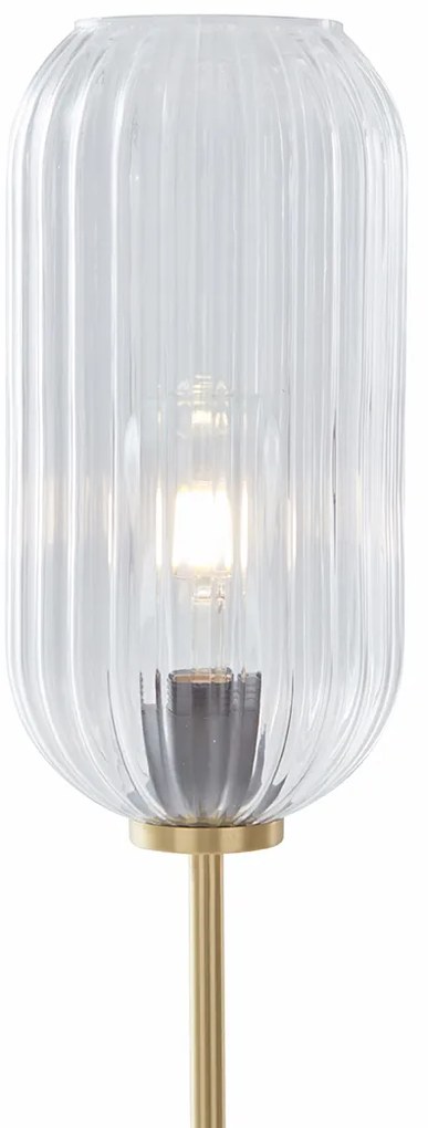 Art Deco állólámpa sárgarézzel és átlátszó üveggel - Rid