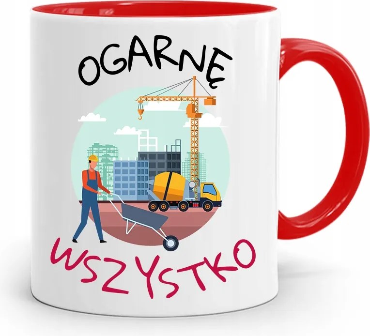 Piros Építőipari Bögre Barkácsoló Szakember Ajándék fényképes nyomtatással