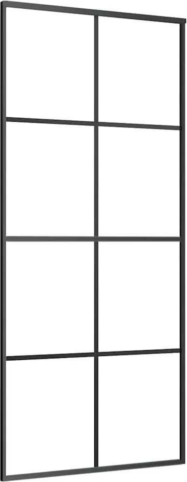 vidaXL fekete ESG üveg és alumínium tolóajtó 90 x 205 cm
