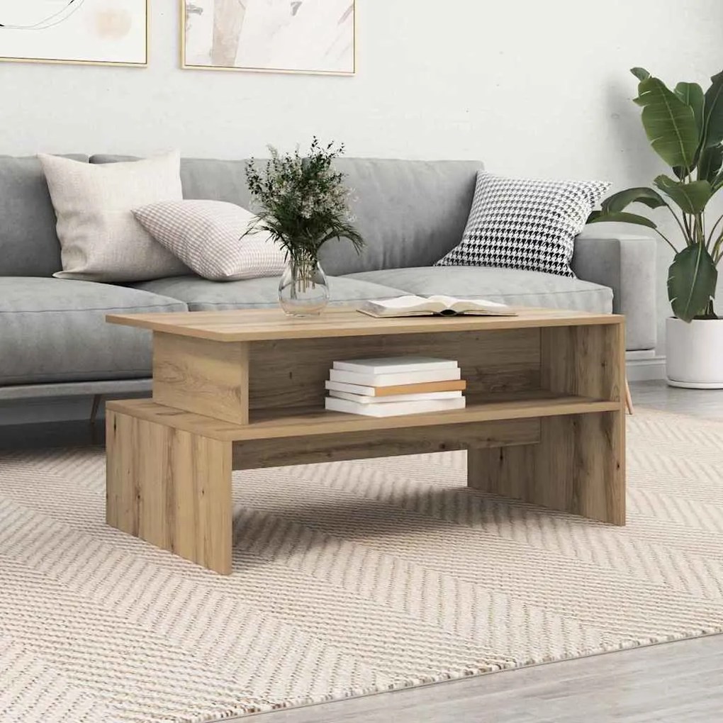 Dohányzóasztal kézműves tölgy 90 x 55 x 42.5 cm Faanyag