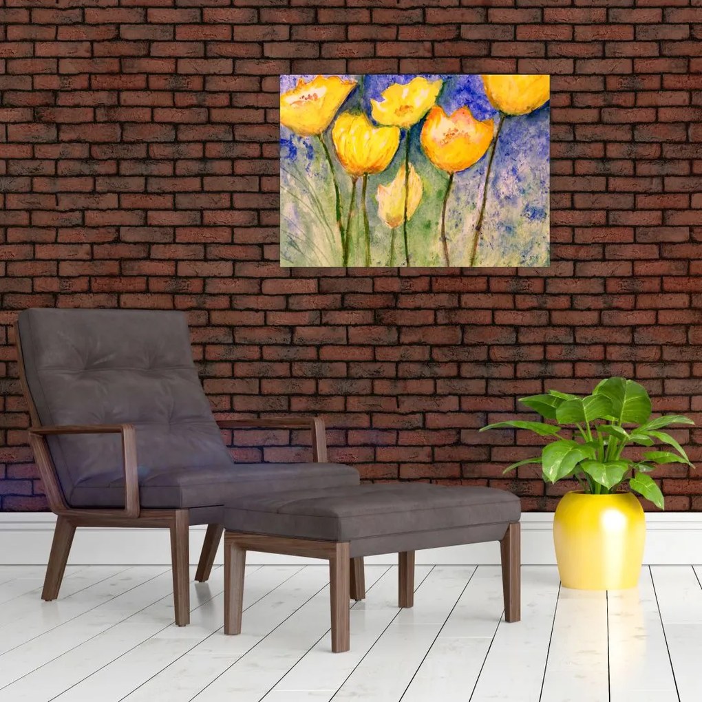 Kép - sárga tulipán (üvegen) (70x50 cm)