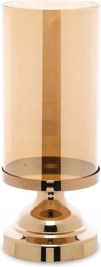 Gyertyatartó Fém Arany 32cm Üvegbúrával