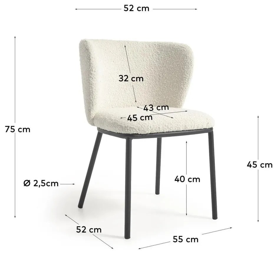 Fehér kárpitozott étkezőfotel Ciselia – Kave Home