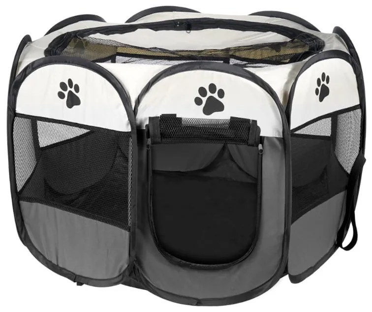 Hordozható kutya/macska kennel szürke 91x91x58cm