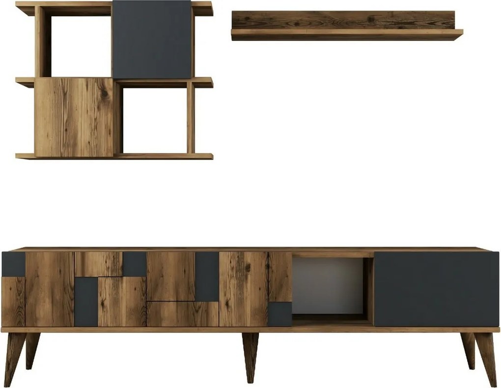 Madrid Anthracite and Walnut TV fal