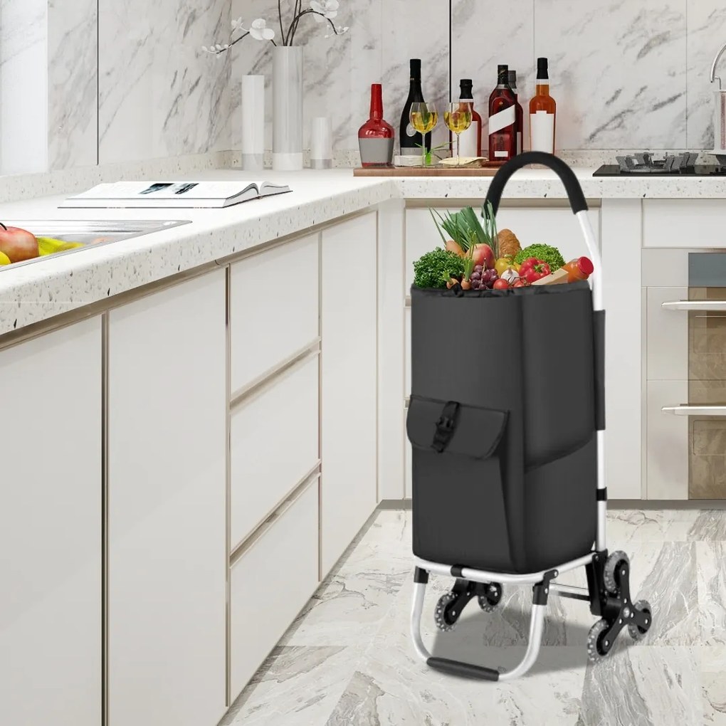 Jurhan Shopper bevásárlótáska, kerekeken, lépcsőhöz 45L, 101x45x39 cm, fekete