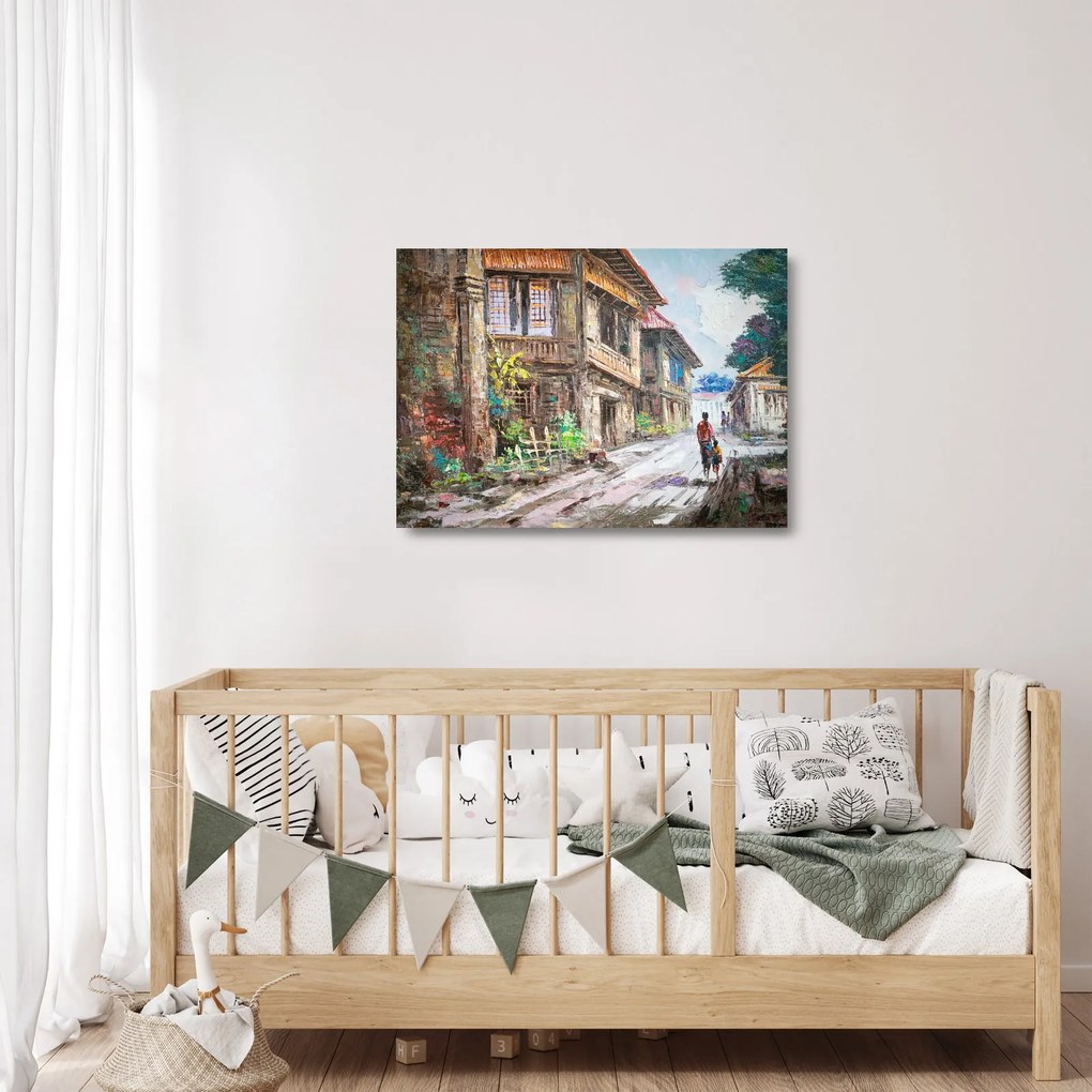 Fülöp-szigeteki falu képe, Ázsia (üvegen) (70x50 cm)