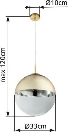 Globo 15858 Függeszték, metál arany, üveg átlátszó,arany, ø: 350, Foglalat típusa:1xE27 60W 230V