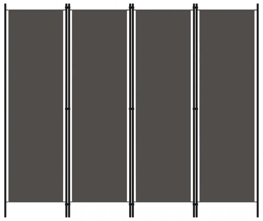 antracitszürke 4 paneles paraván 200 x 180 cm