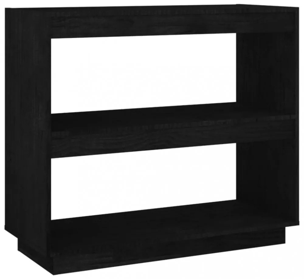 fekete tömör fenyőfa könyvszekrény 80 x 35 x 71 cm