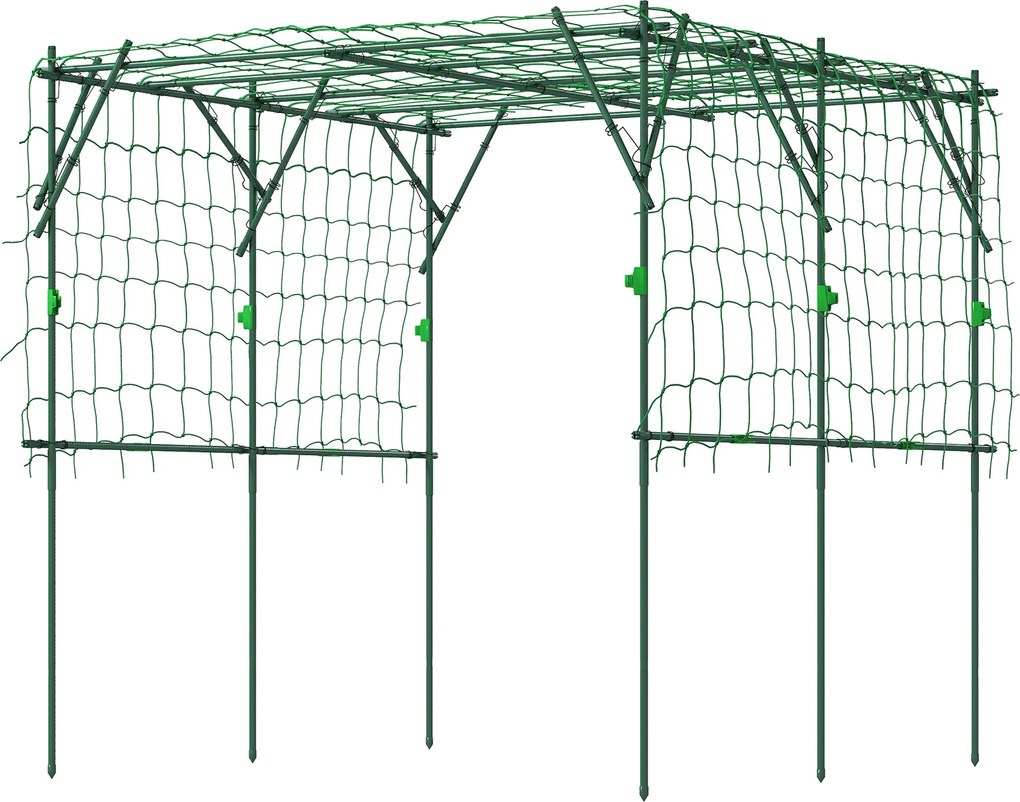 Outsunny Rozsafarázsa Acél Rozsafal 223x223x223 cm Trianguláris Támogatással Mászó Növényeknek Kertben Vagy Benti Növényeknek Zöld | Aosom
