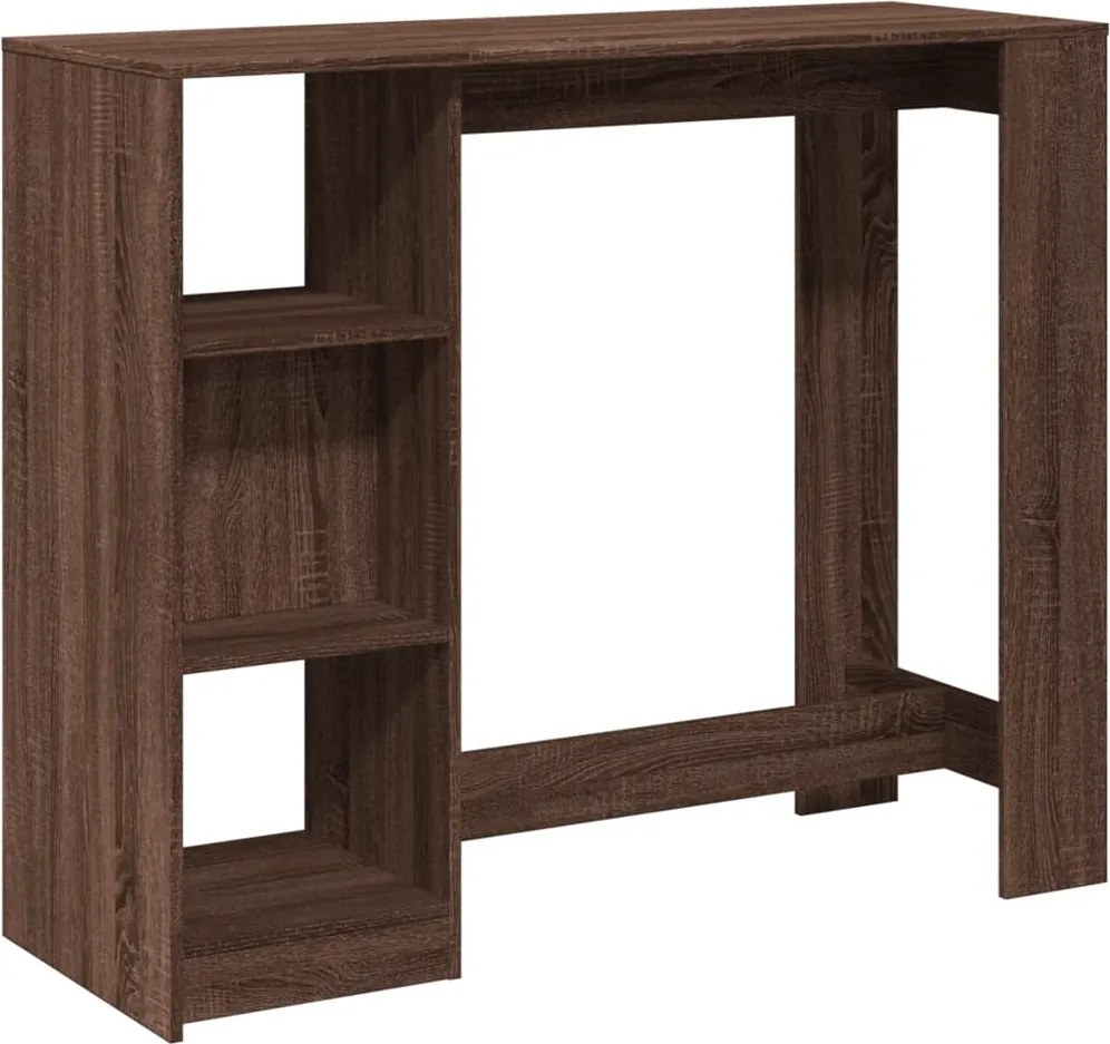 vidaXL barna tölgy színű szerelt fa bárasztal polccal 124x46x103,5 cm