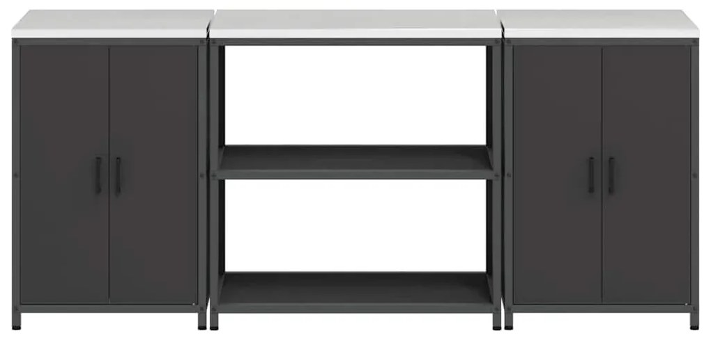 Konyhai Tároló Készlet polcokkal 3 pcs Fekete 210 x 50 x 92 cm