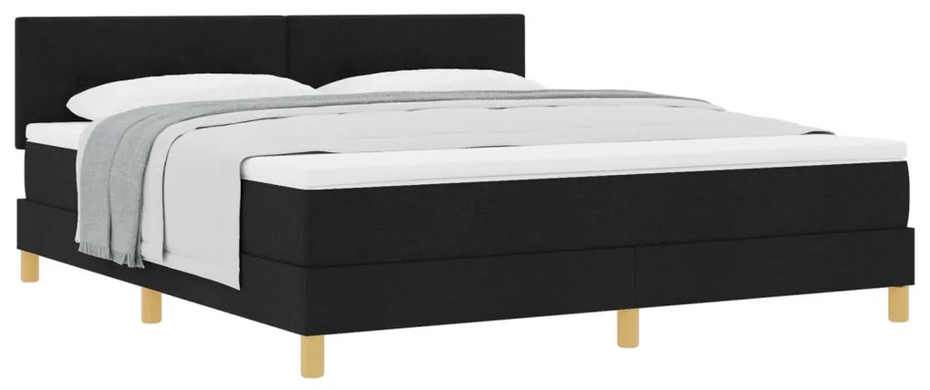 Boxspring Ágy Matraccal Fekete 180x200 cm Szövet