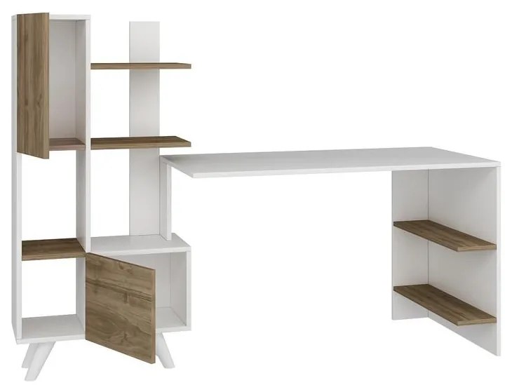 Íróasztal Alis - White, Walnut