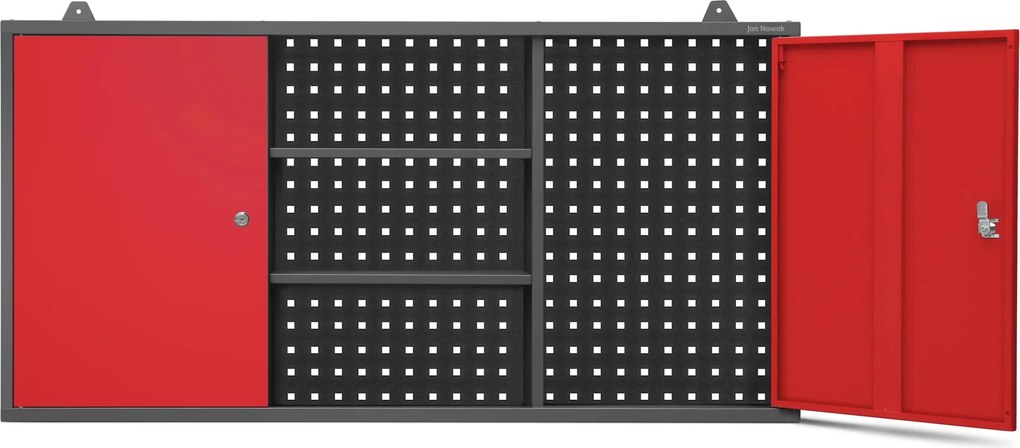 Függesztett műhelyszekrény, antracit-piros, 1200x600x200 mm: BEN