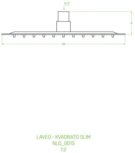 Laveo Kvadrato, fejzuhany 250x250 mm, négyzet, króm, LAV-NLQ_0D1S