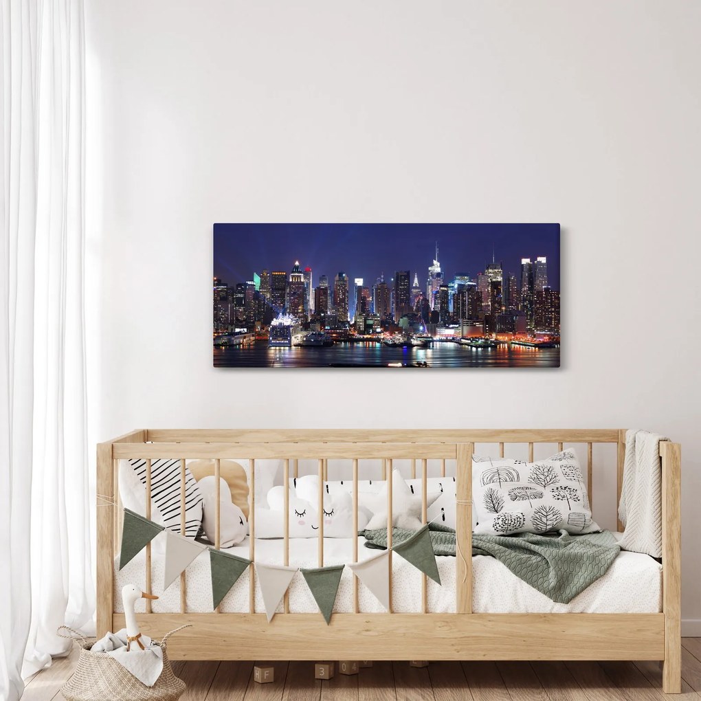 Kép - New York-i felhőkarcolók megvilágítva (120x50 cm)