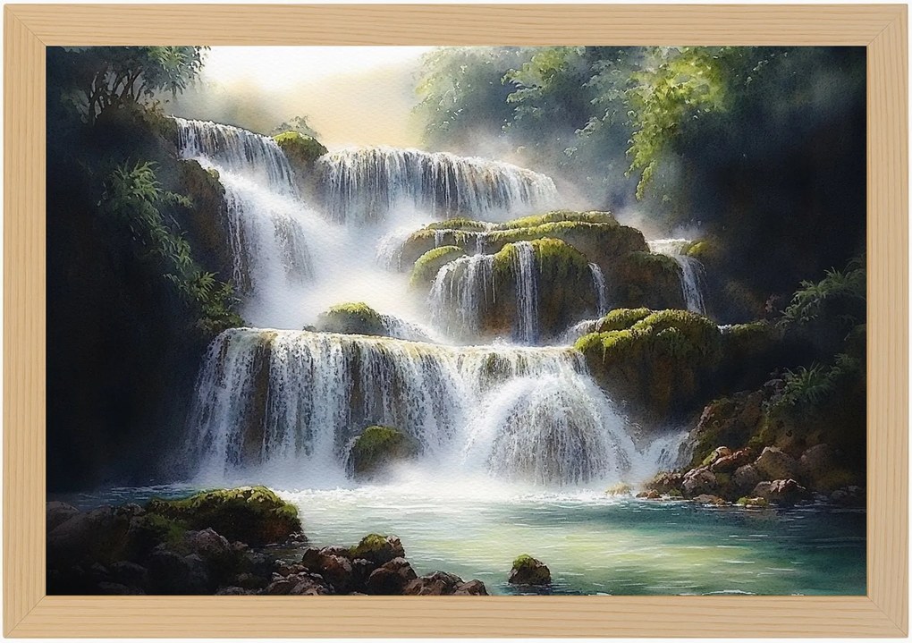 Poszter Keret Fa Tájkép Horvátország Park Krka Vízesések Folyó 60x40