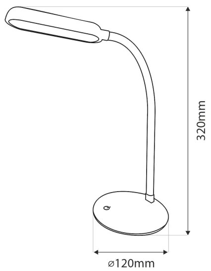 LED érintős, állítható fényerőjű, flexibilis asztali lámpa LED/6W/5V USB 1200 mA
