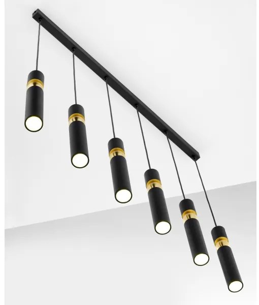 Jupiter 2005 - Csillár zsinóron ALAS 6xGU10/10W/230V fekete/arany