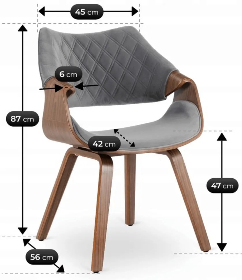 Szürke Bársony Étkezőszék. LUISE