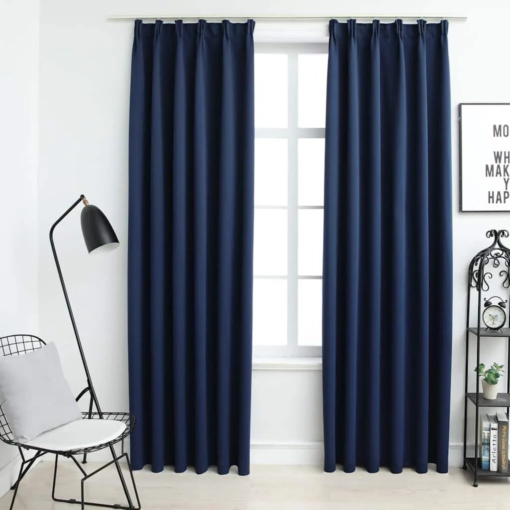 vidaXL 2 db kék sötétítőfüggöny kampókkal 140 x 225 cm