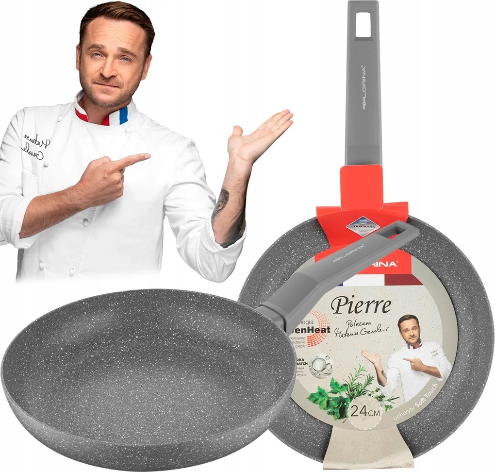 Pierre Hagyományos Márvány Alumínium Serpenyő 24cm szürke Non-stick Induk