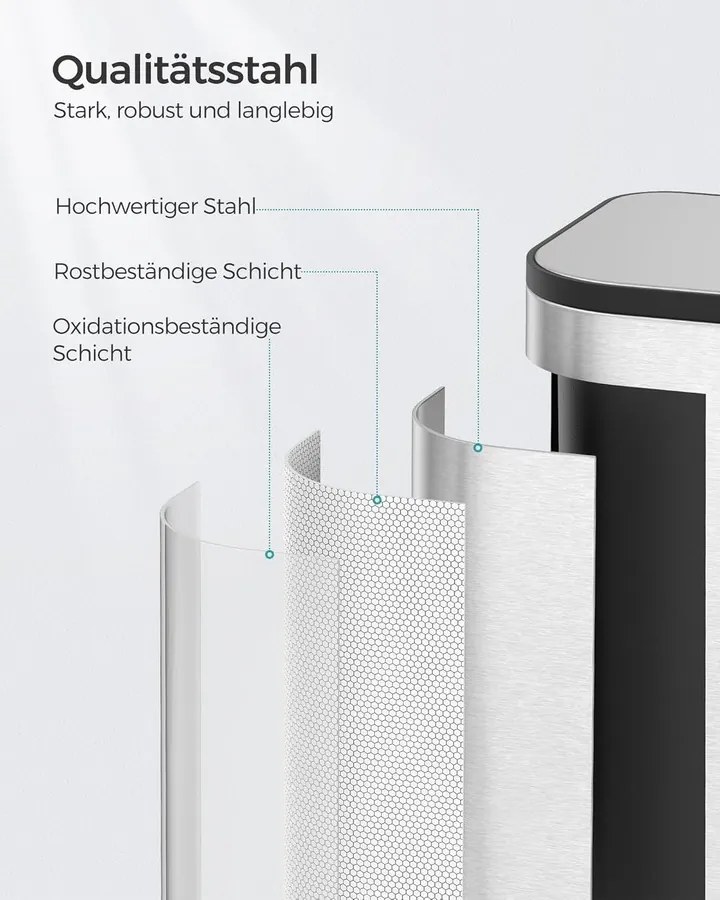 Konyhai szemetes, 20 literes pedálos kuka belső vödörrel, fedéllel, acél