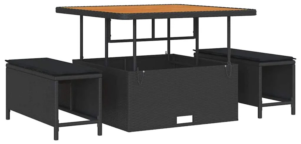 Kerti Kanapé Szett 12 pcs Fekete 100 x 100 x 71 cm polirattan