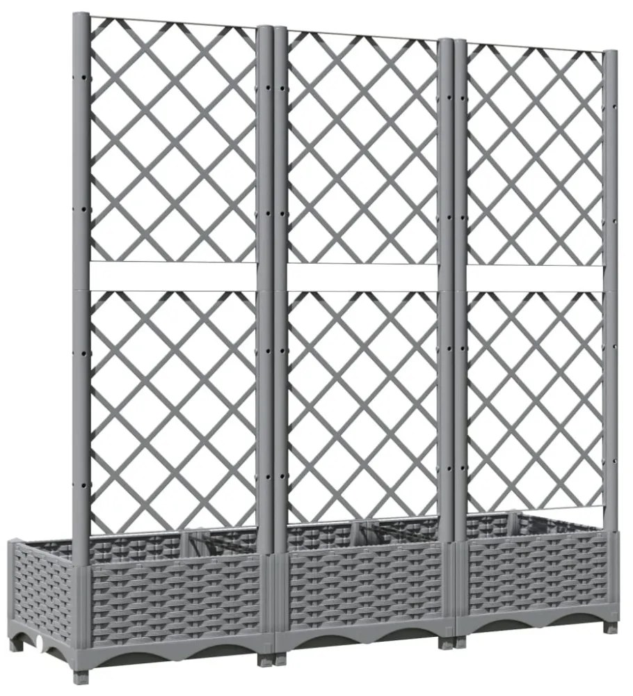 világosszürke PP rácsos kerti ültetőláda 120 x 40 x 121,5 cm