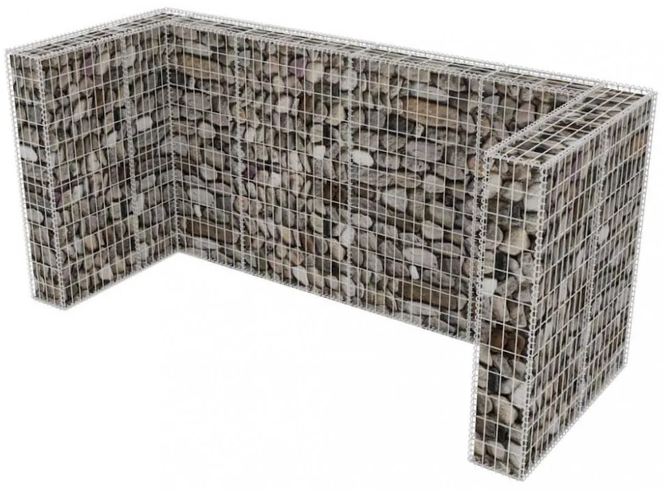 acél gabion 3 db gurulós kukához 250 x 100 x 120 cm