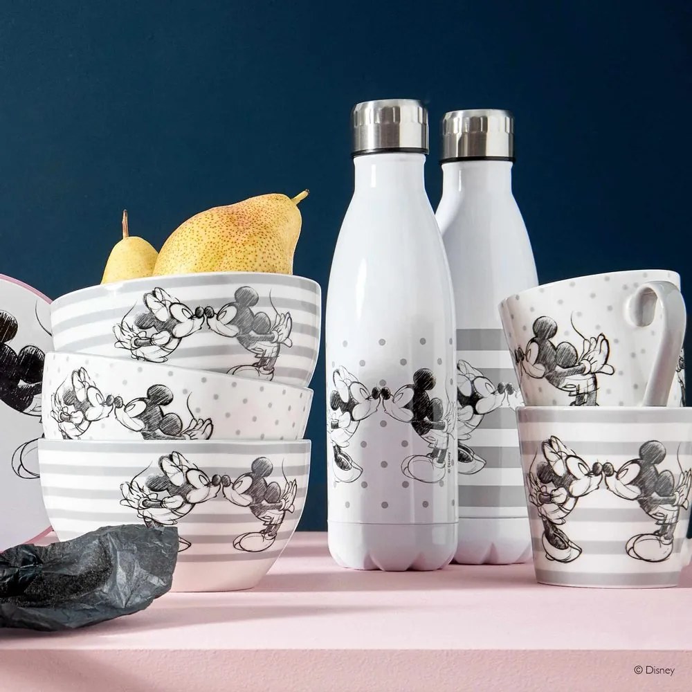 DISNEY bögre, Mickey & Minnie pöttyös szürke füllel 350ml