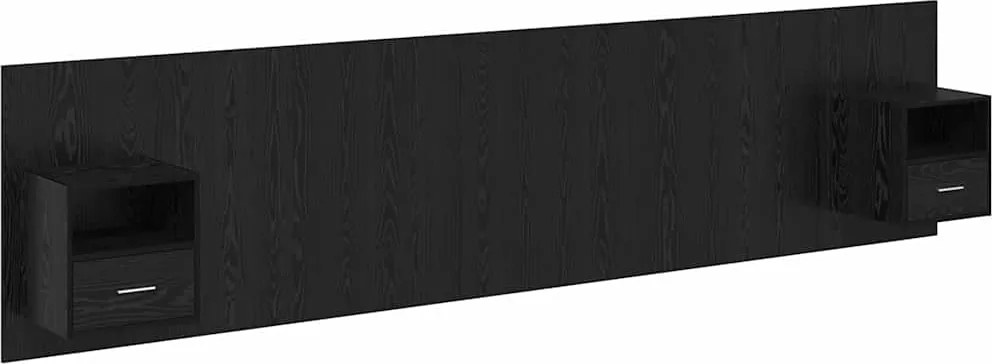 vidaXL Fejtámla Szekrénnyel fiókkal 3 pcs Fekete tölgy Faanyag