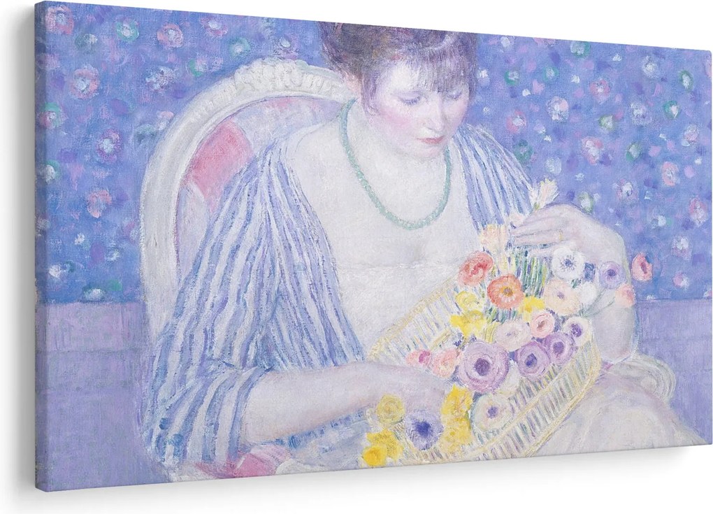 Kép - Frederick Carl Frieseke, The Basket of Flowers, reprodukciók (90x60 cm)