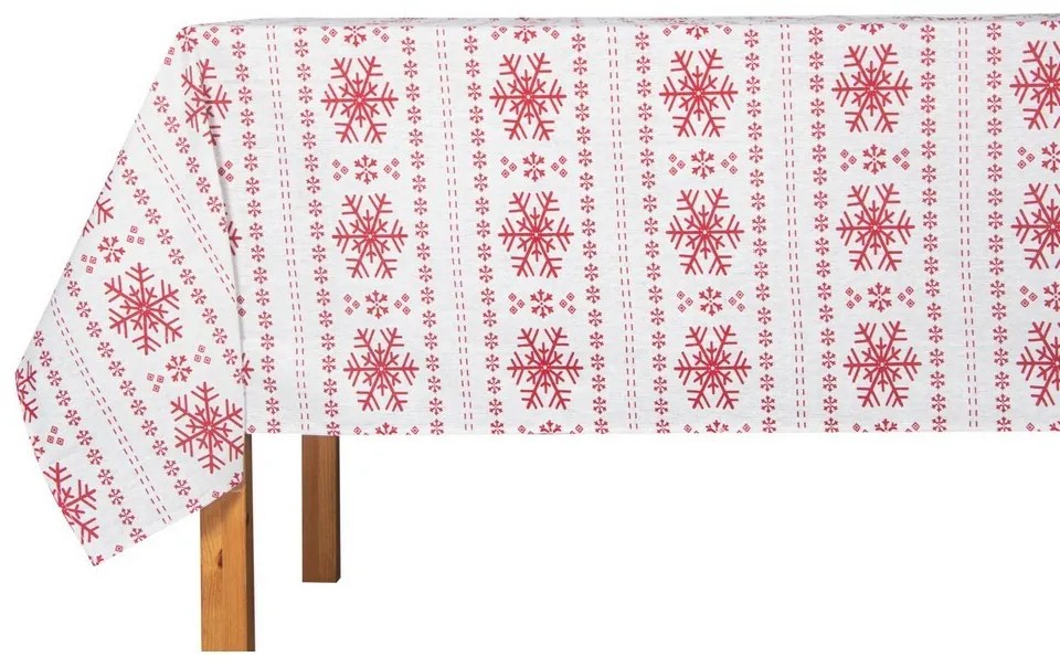 Karácsonyi terítő Red Snowflakes, 130 x 180 cm
