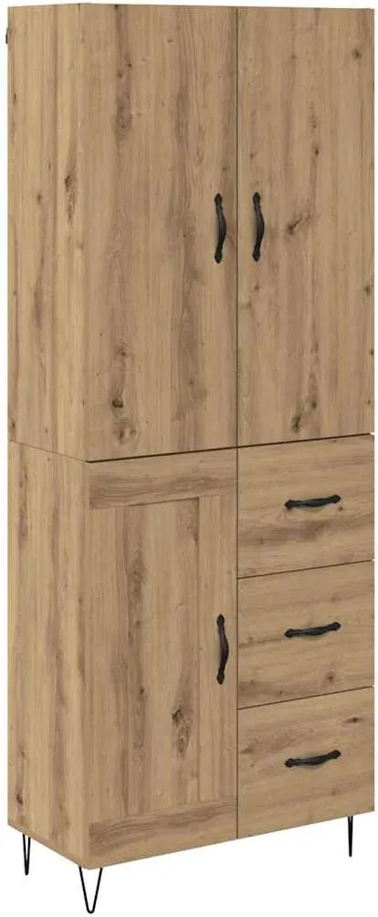 vidaXL Magasfiú fiókkal 2 pcs Artisan tölgy RÉtegelt fa és üveg