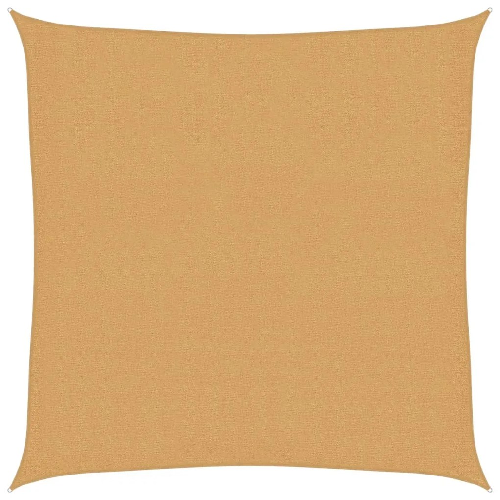 homokszínű négyzet alakú HDPE napvitorla 160 g/m² 2,5 x 2,5 m