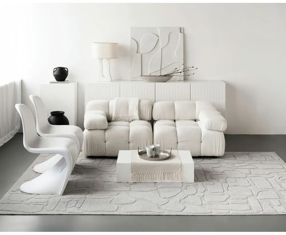 Világosszürke gyapjú szőnyeg 200x300 cm Morphic Dunes – Agnella