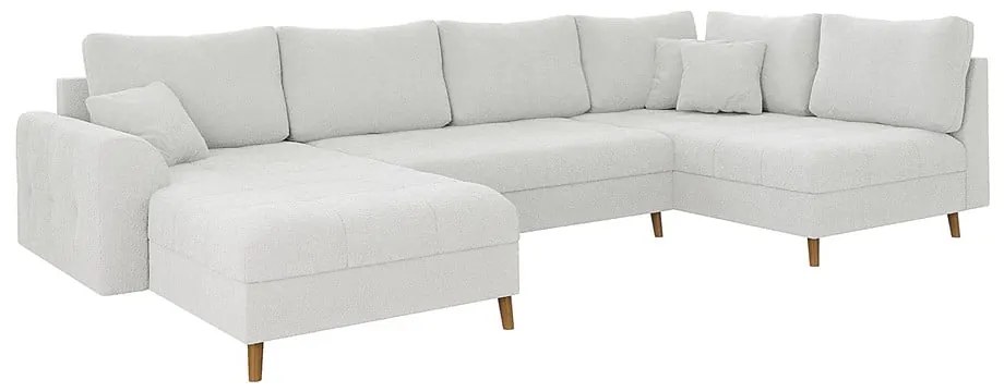 Krémszínű buklé sarokkanapé (bal oldali-U alakú) Ariella – Ropez