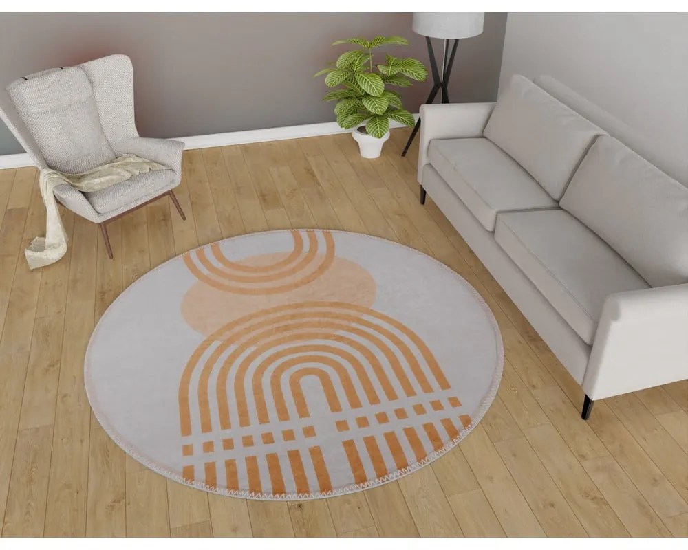 Narancssárga-szürke mosható kerek szőnyeg ø 80 cm Arch – Vitaus