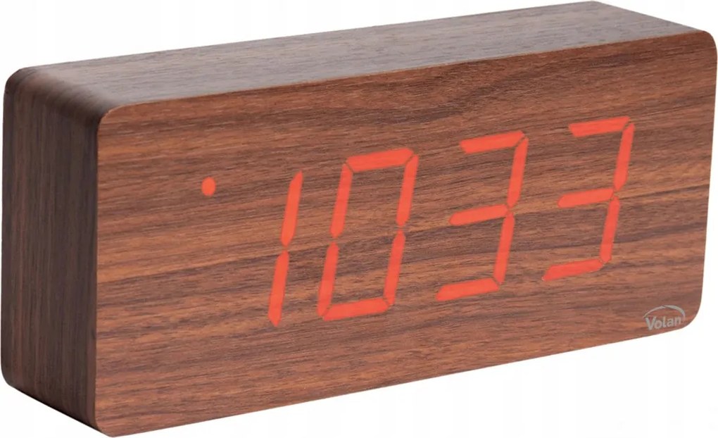 Nagy Óra Elektronikus Led Ébresztőóra Fából készült digitális álló Dat Hőmérő