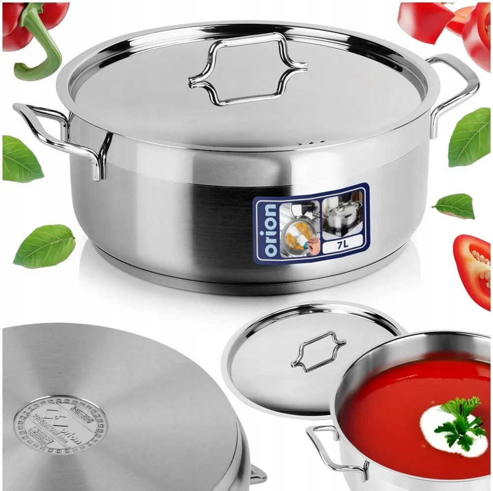 Anett Orion fazék fedővel rozsdamentes acél 28 cm 7L Prémium nagy