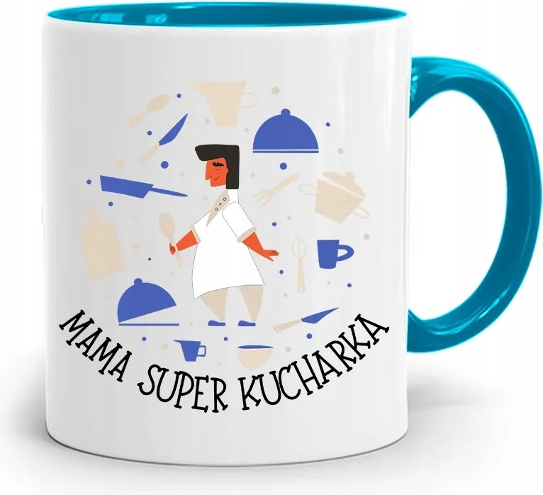 Kék Bögre Anyukáknak Szuper Szakácsnő nyomott mintával