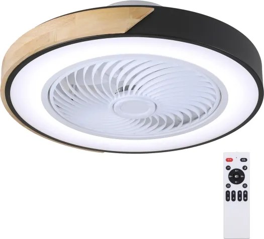 Brilagi-LED Fényerőszabályozható lámpa ventilátorral LED/30W/230V 3000-6500K fekete/tölgy +távirányító