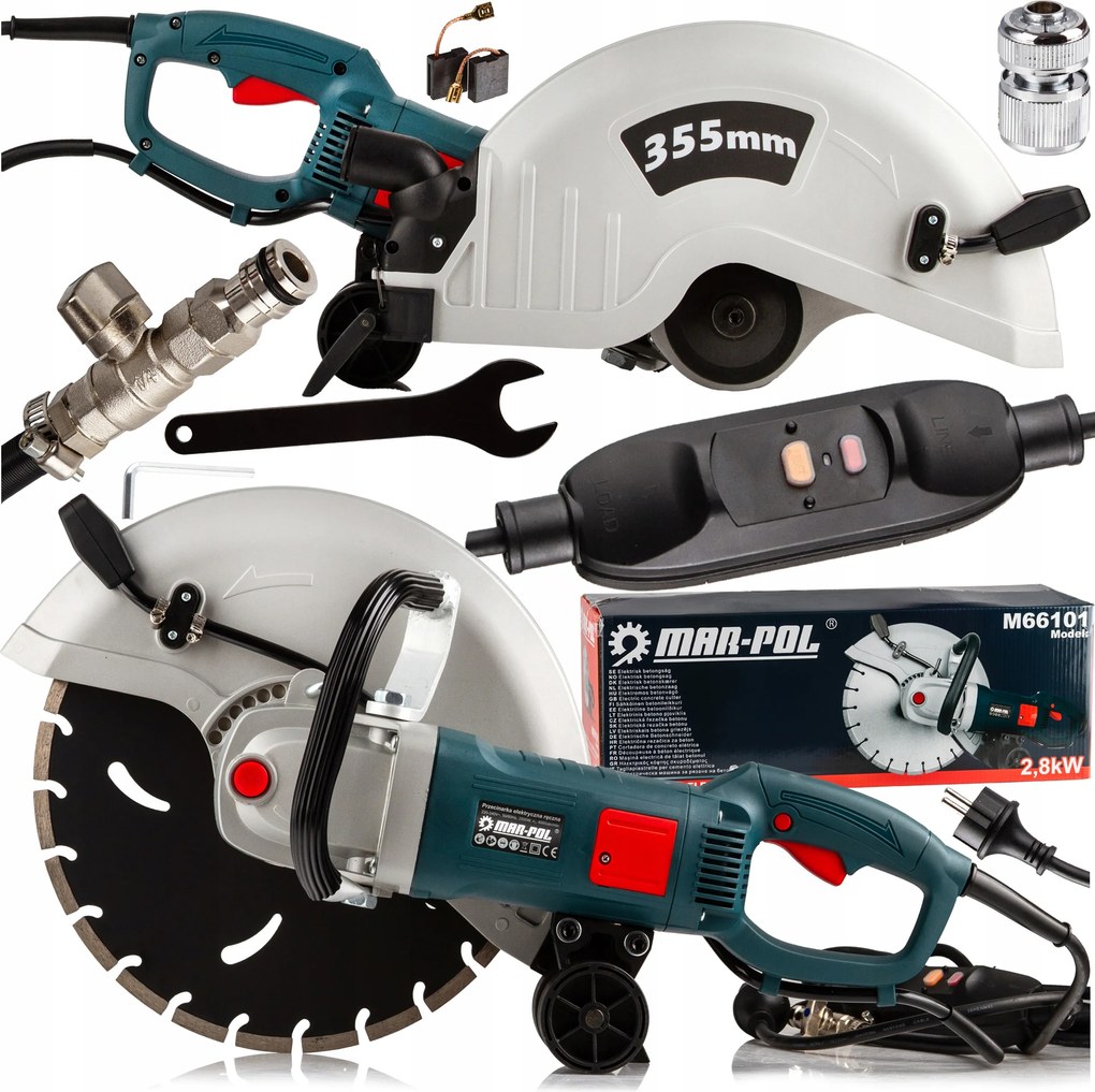 Elektromos fűrész 2800W beton fém kő gumiszalag Erős