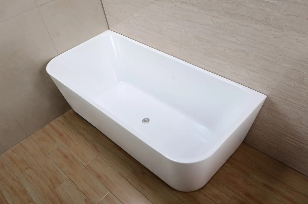 Erga Jasmine, falhoz szabadon álló kád 180x80 cm + leeresztő dugó, fehér fényes, ERG-Jázmin-180080-WH-WH