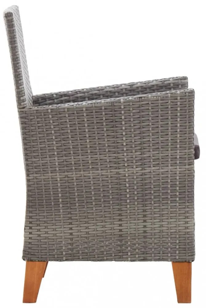 5 részes szürke polyrattan és tömör akácfa étkezőgarnitúra